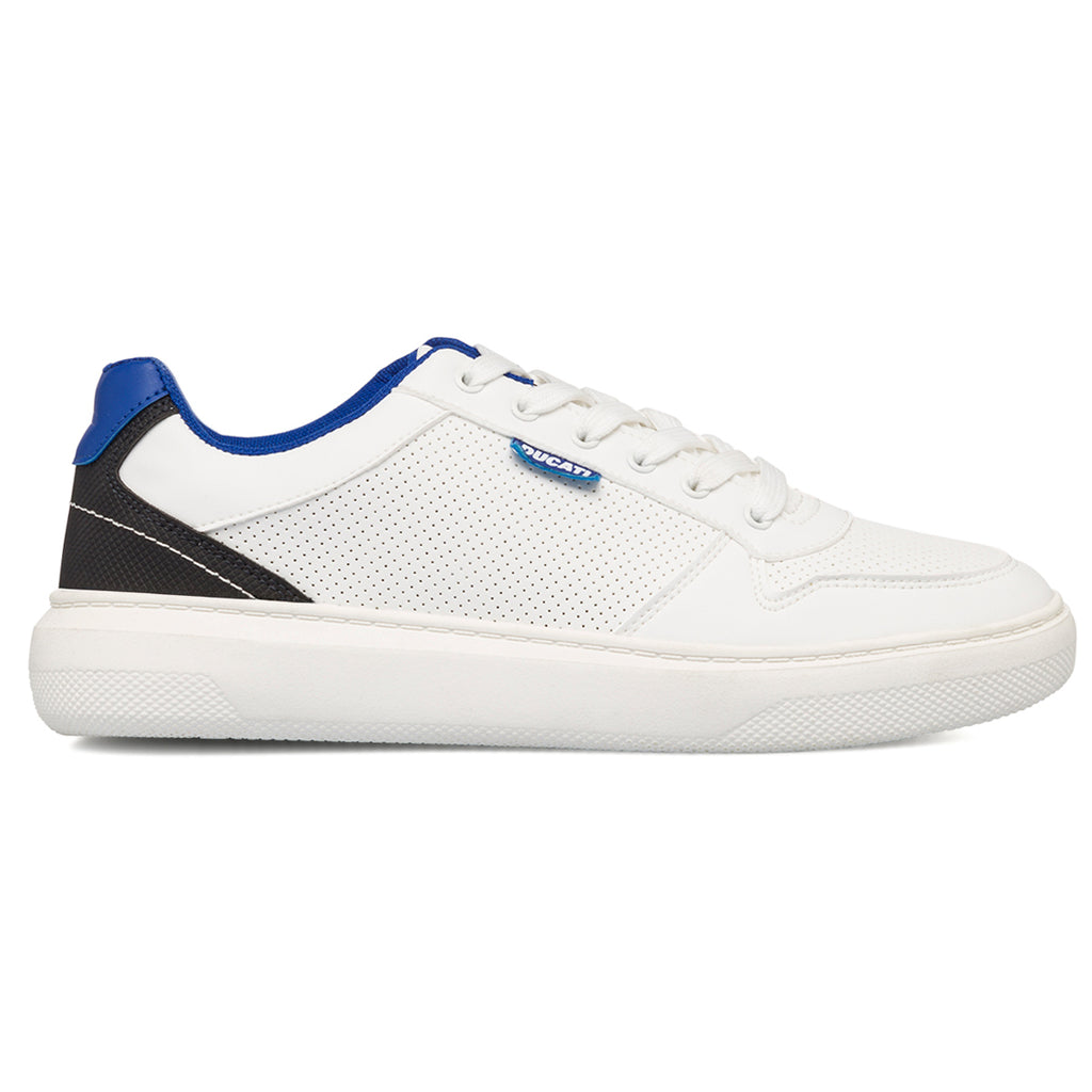 Sneakers traforate bianche da uomo con suola platform e logo Ducati