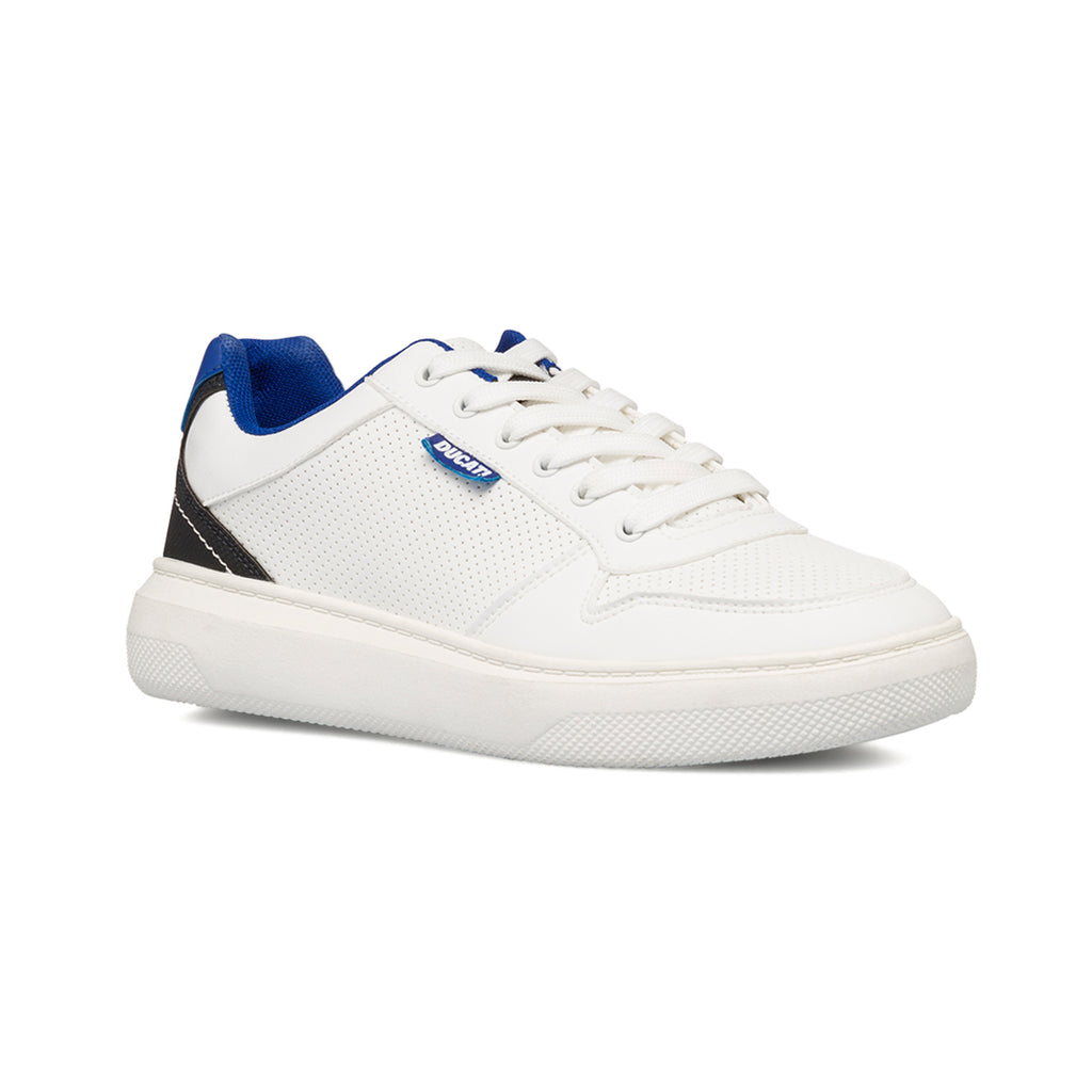 Sneakers traforate bianche da uomo con suola platform e logo Ducati