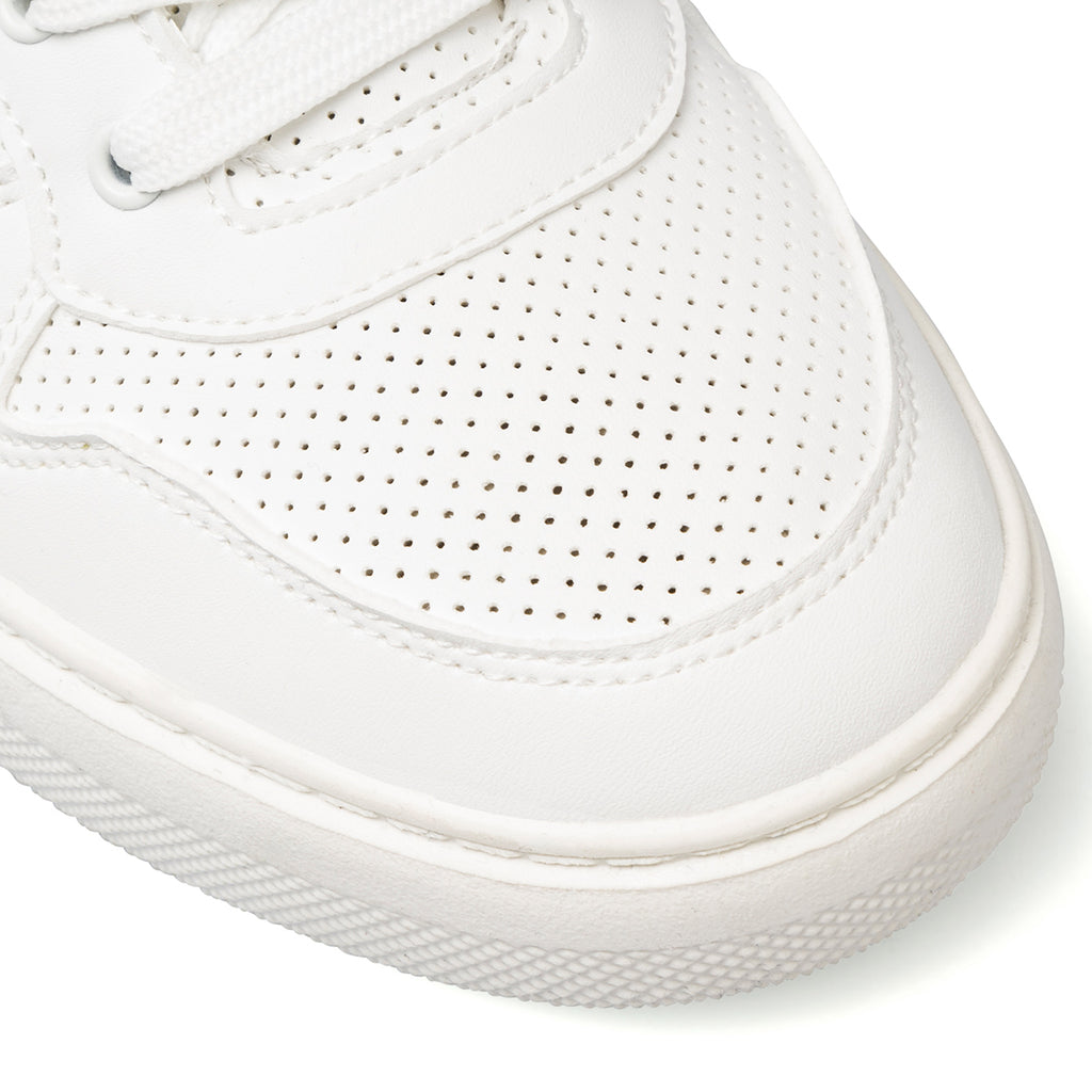 Sneakers traforate bianche da uomo con suola platform e logo Ducati