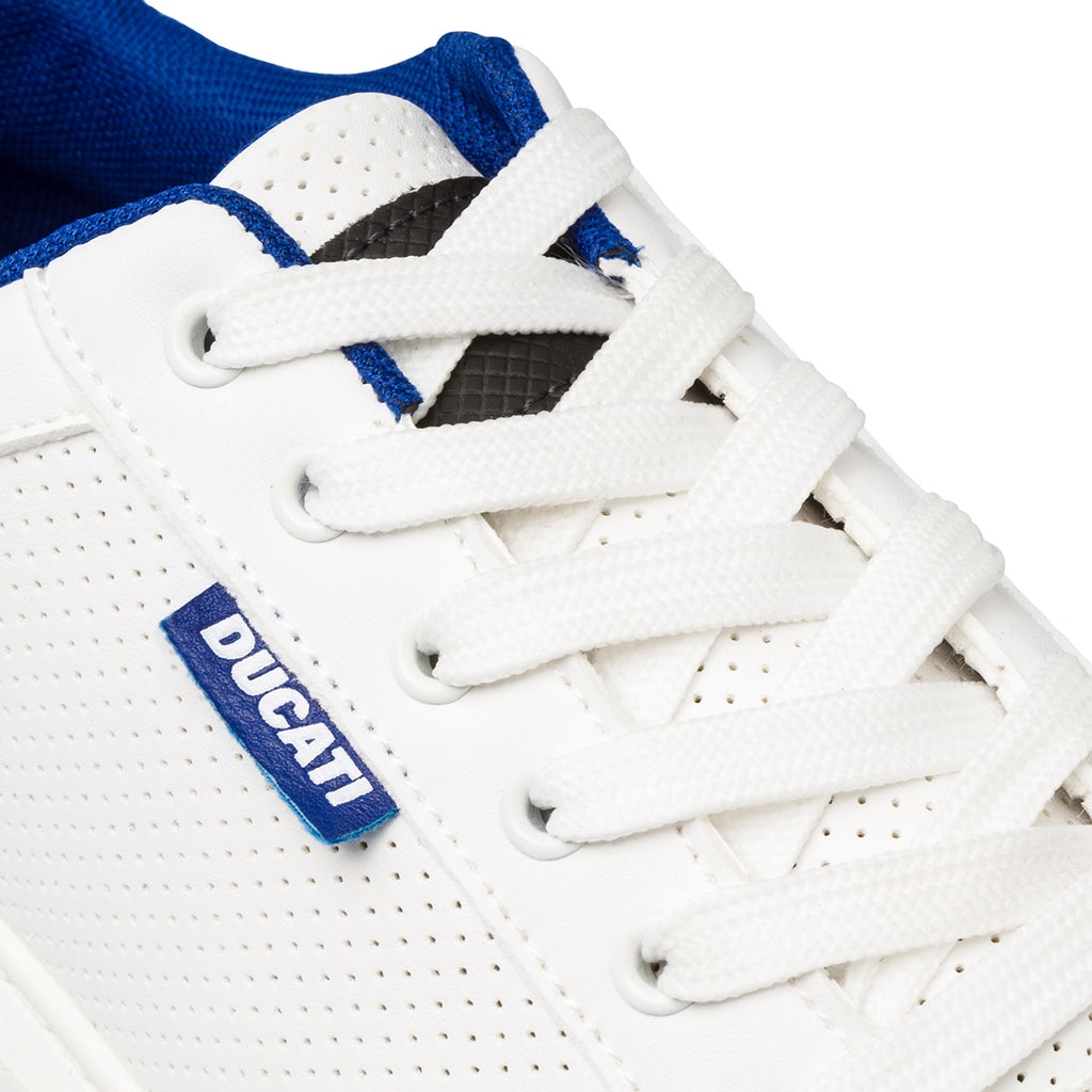 Sneakers traforate bianche da uomo con suola platform e logo Ducati