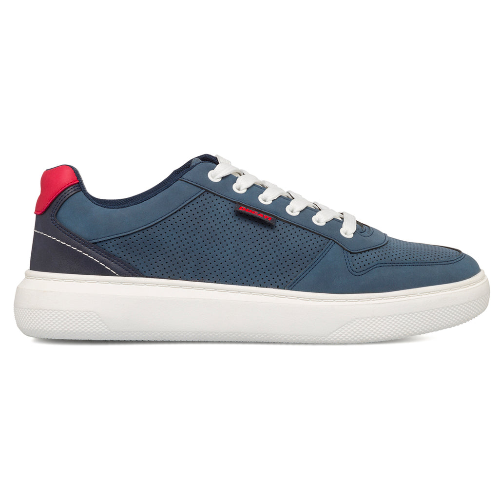 Sneakers traforate blu da uomo con suola platform e logo Ducati