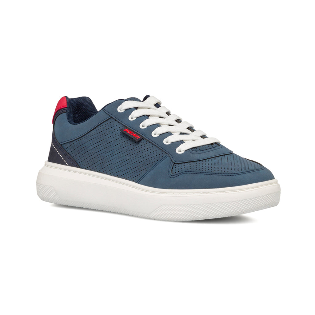 Sneakers traforate blu da uomo con suola platform e logo Ducati