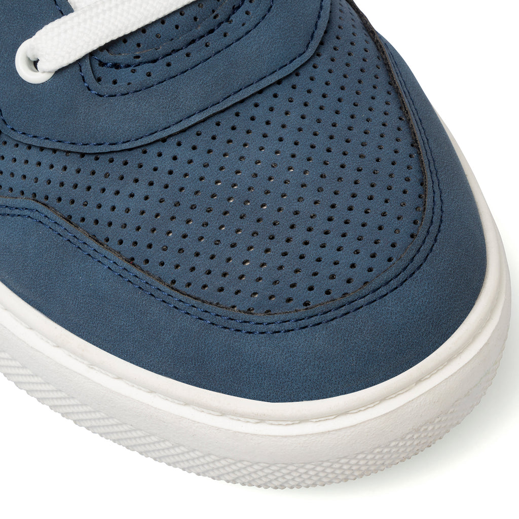 Sneakers traforate blu da uomo con suola platform e logo Ducati