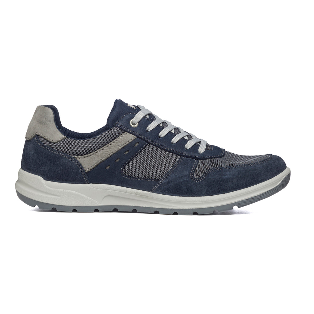 Sneakers blu e grigie in pelle e tessuto Orion