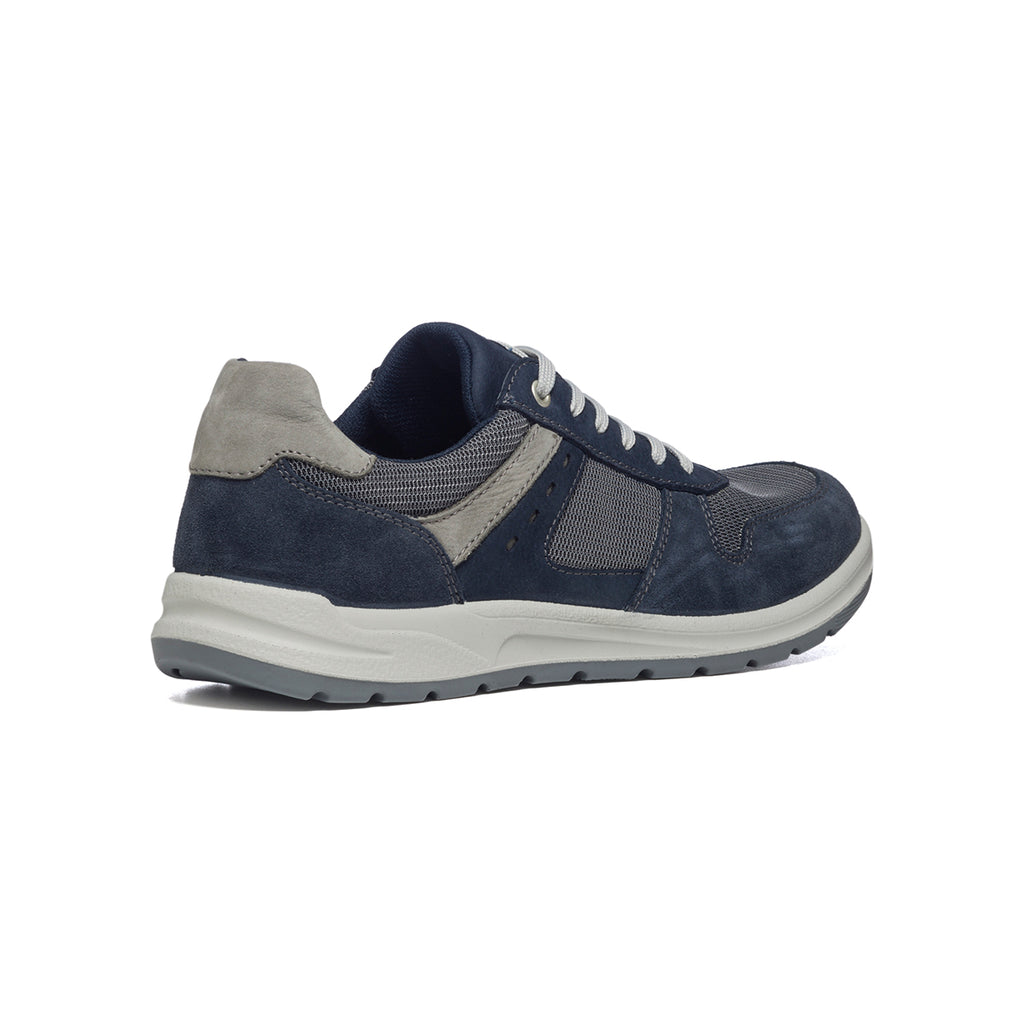 Sneakers blu e grigie in pelle e tessuto Orion