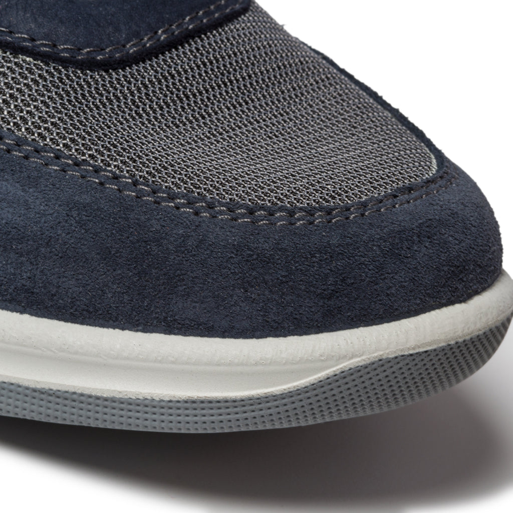 Sneakers blu e grigie in pelle e tessuto Orion