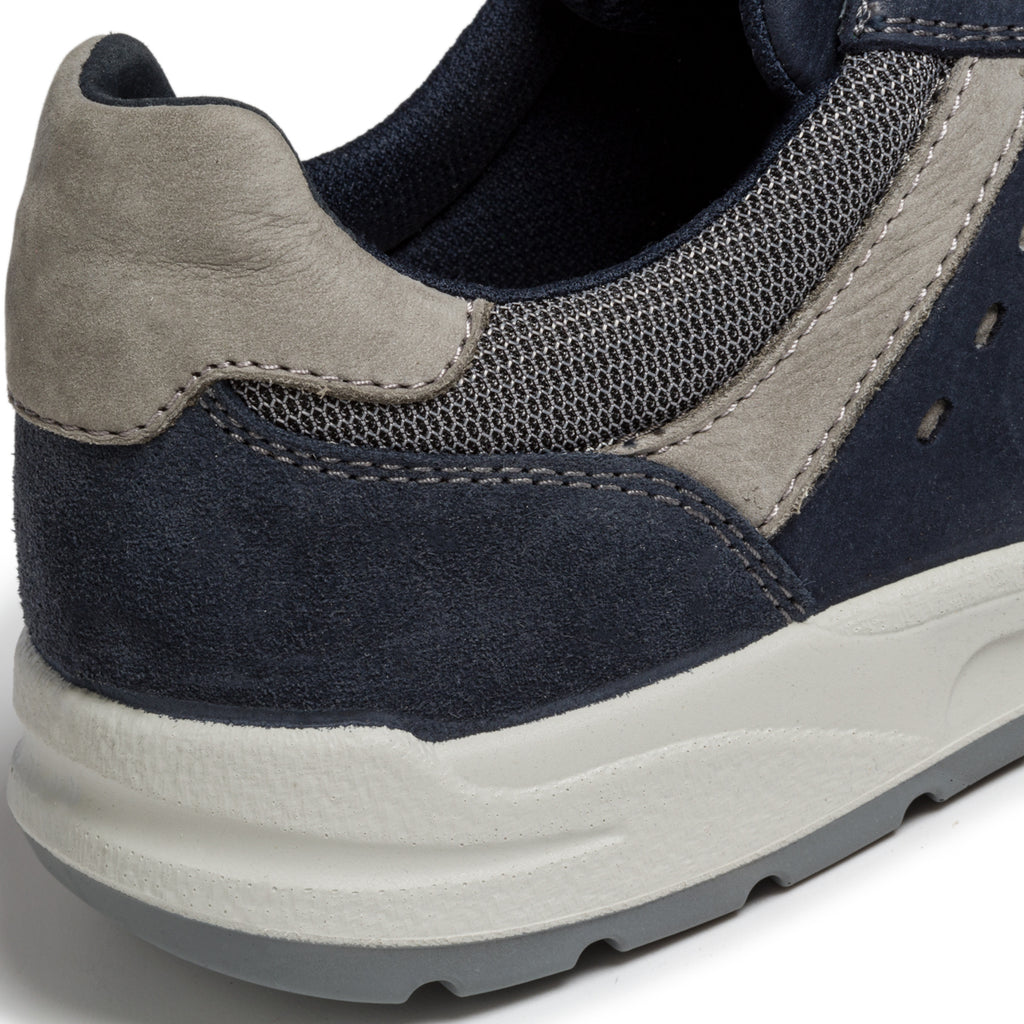 Sneakers blu e grigie in pelle e tessuto Orion