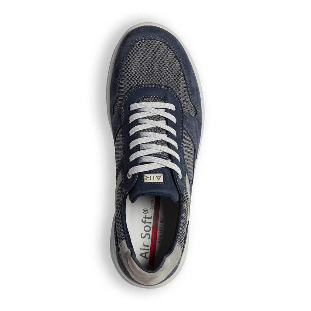 Sneakers blu e grigie in pelle e tessuto Orion