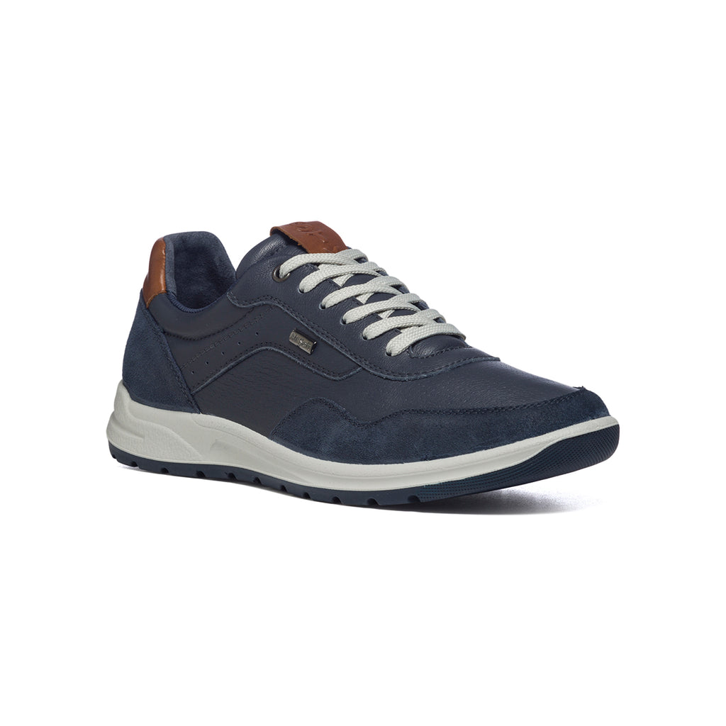 Sneakers blu in pelle con dettagli traforati Orion