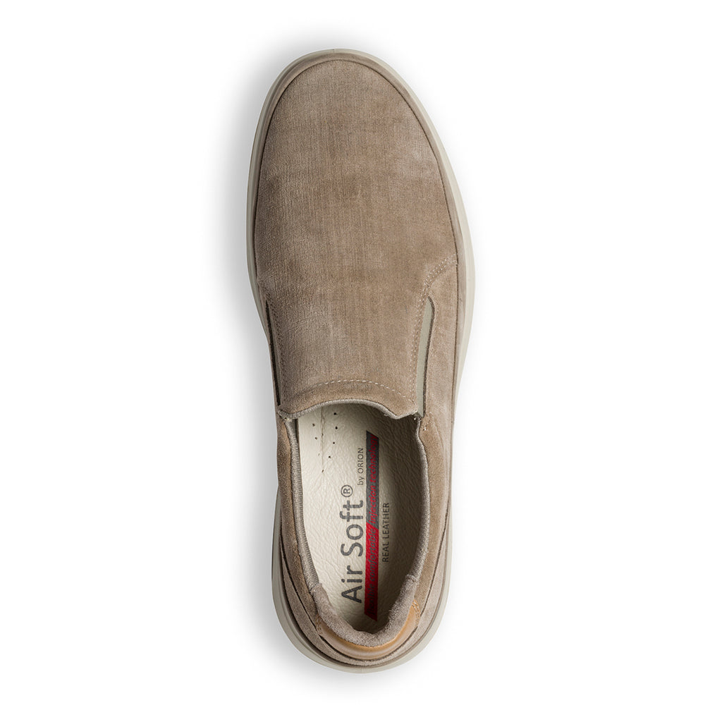 Slip-on taupe in pelle con inserti elastici Orion