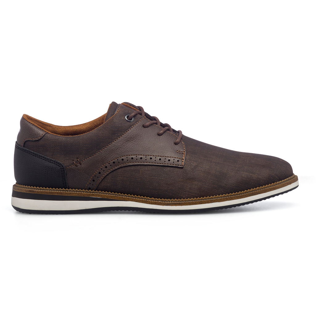 Stringate casual marroni da uomo con dettagli brogue Patrick