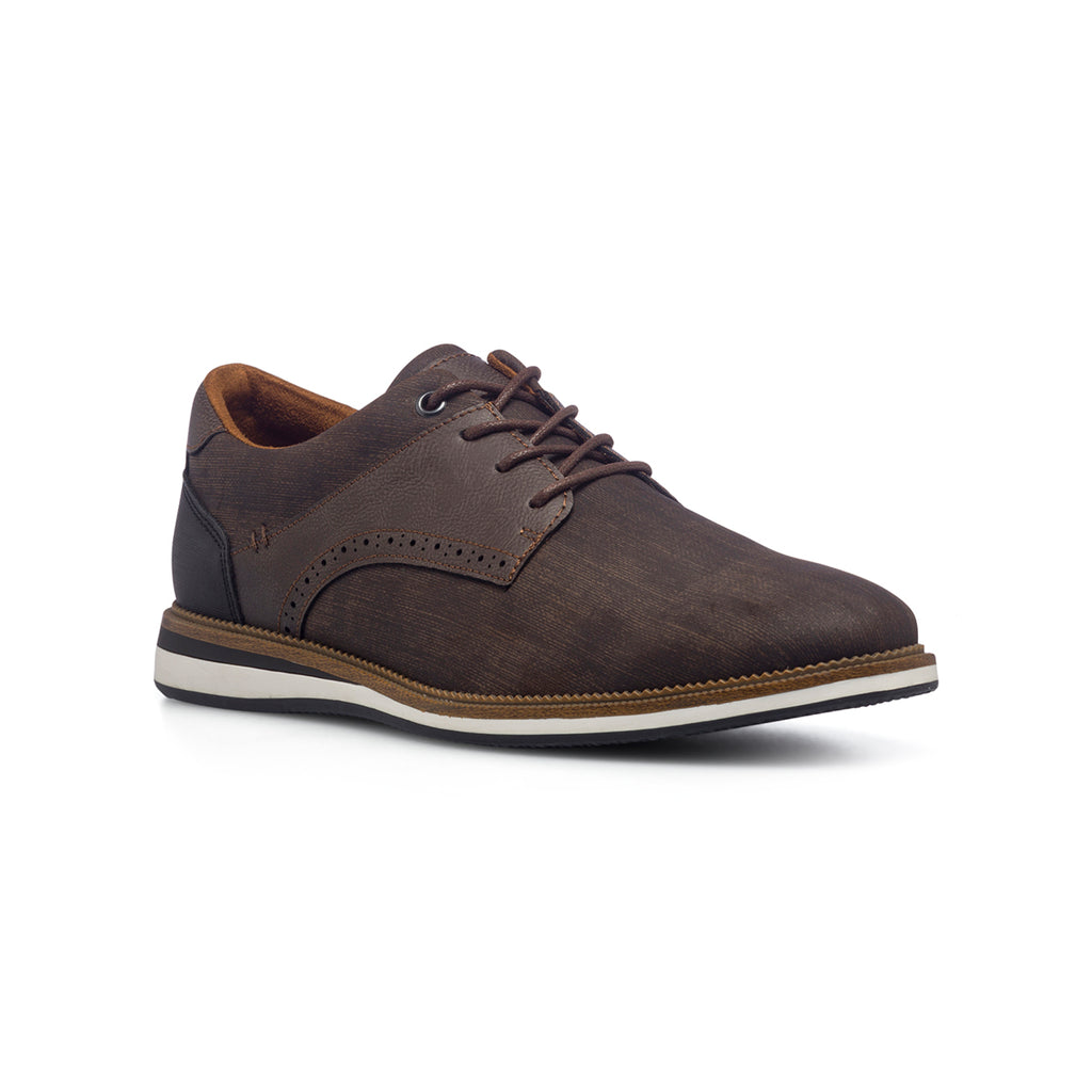 Stringate casual marroni da uomo con dettagli brogue Patrick