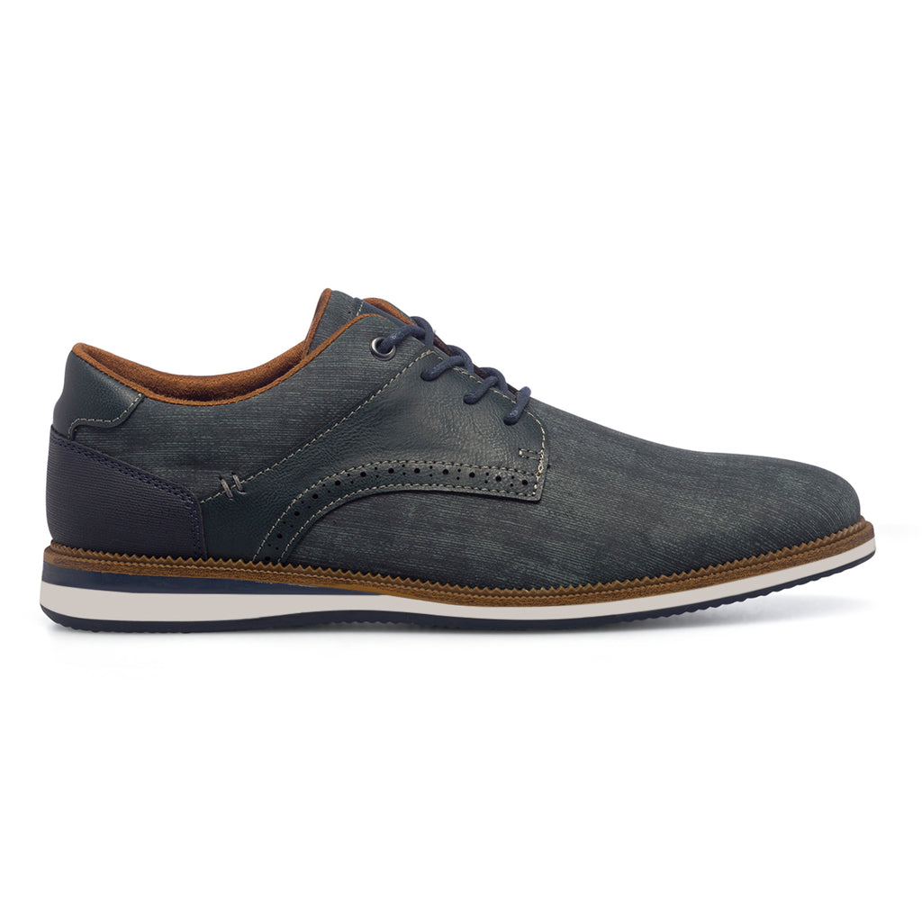 Stringate casual blu da uomo con dettagli brogue Patrick