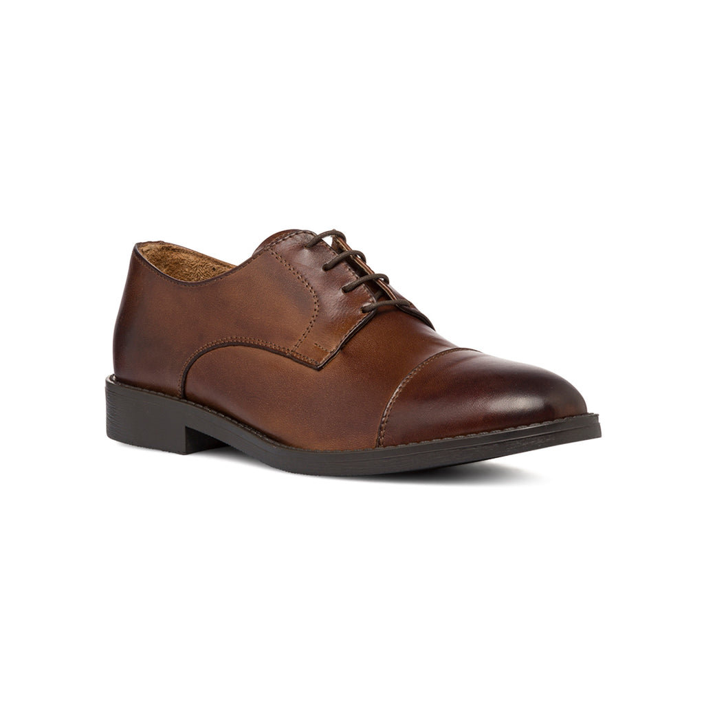 Stringate derby marroni in pelle da uomo Primopiano