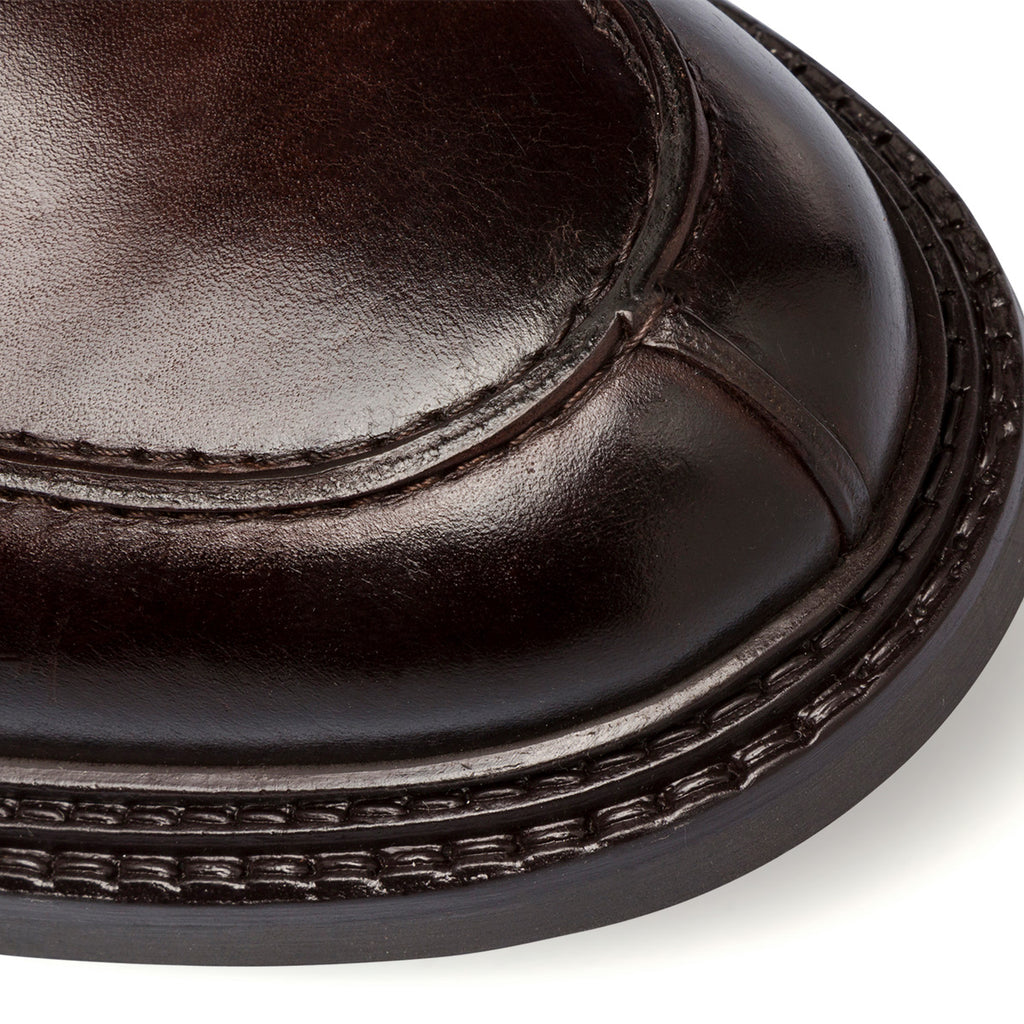 Mocassini eleganti marroni in pelle da uomo con mascherina La Cuoieria