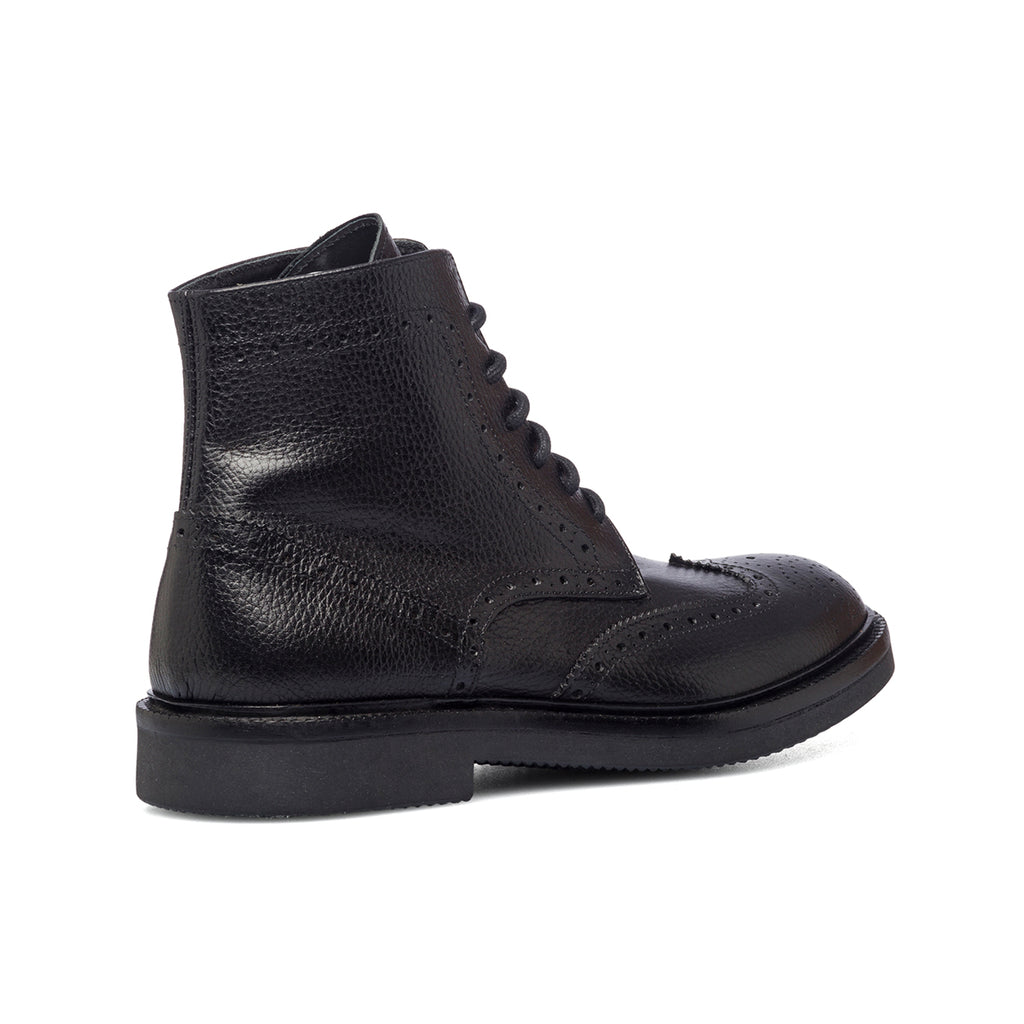 Stivaletti neri in pelle con dettagli brogue Primopiano
