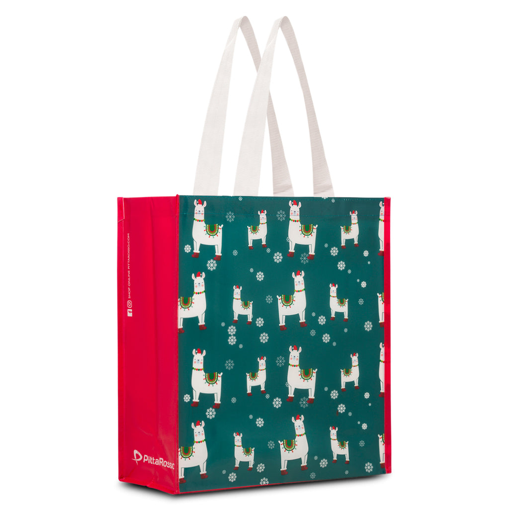 Shopper natalizia verde media in TNT