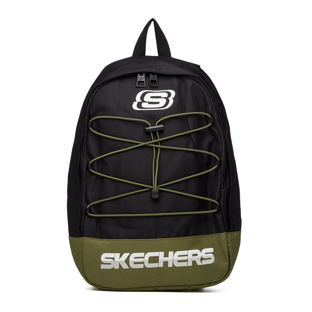 Zaino nero e verde con lacci elastici Skechers