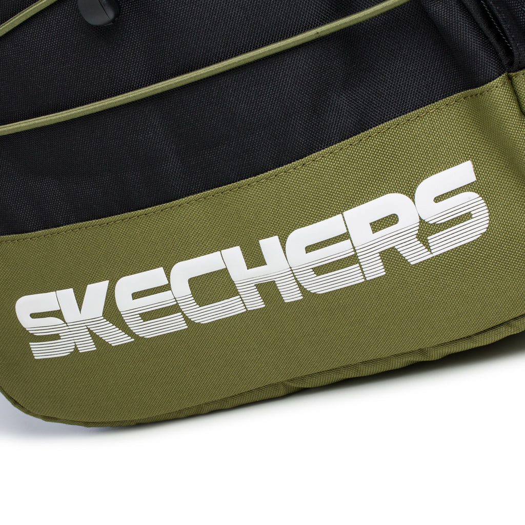 Zaino nero e verde con lacci elastici Skechers