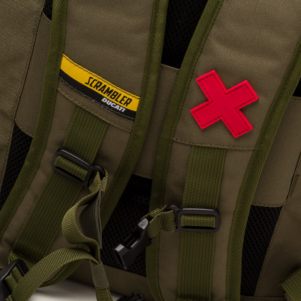 Zaino verde militare con borsello portaoggetti Scrambler Ducati