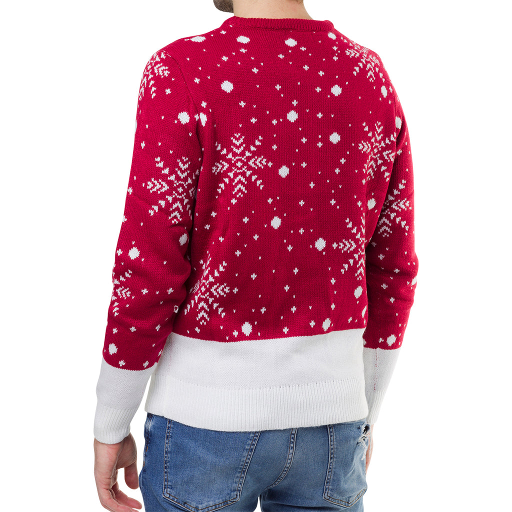 Maglione natalizio rosso da uomo con ricamo renna