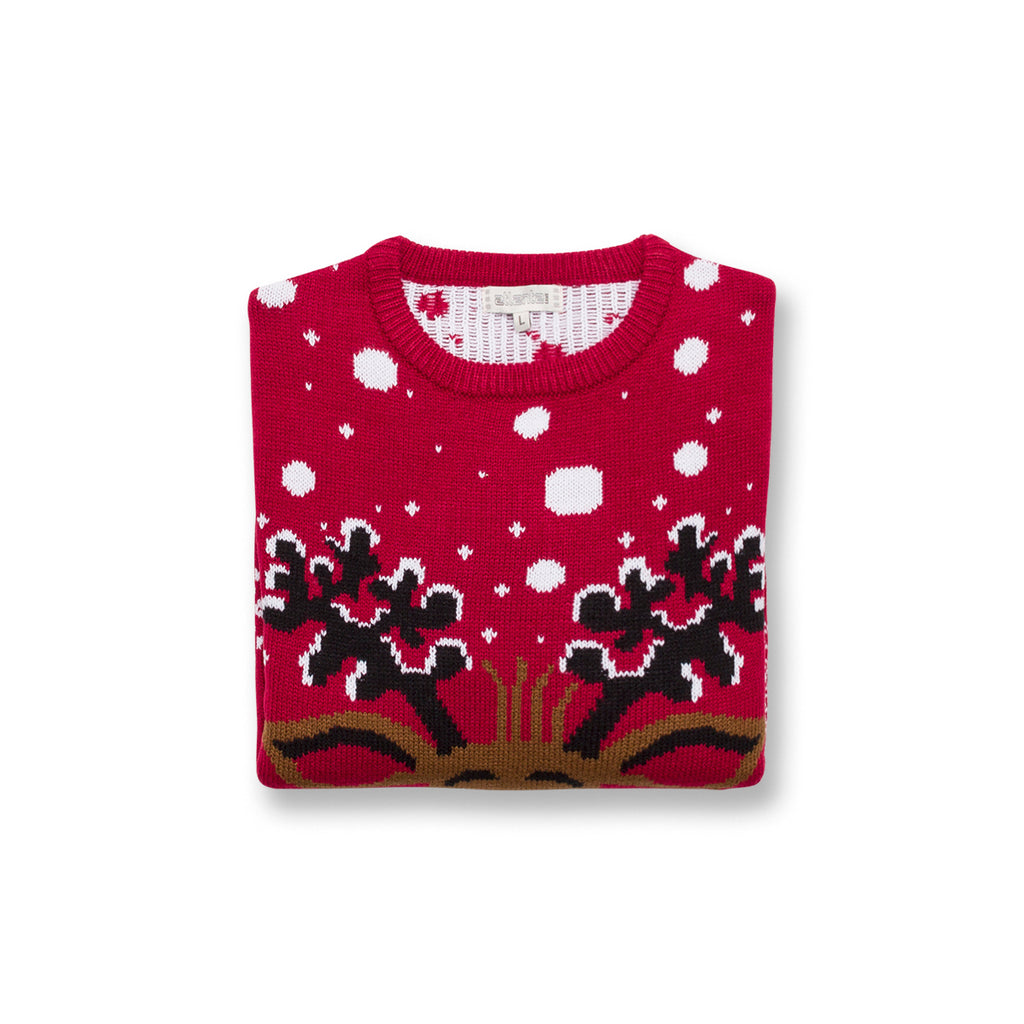 Maglione natalizio rosso da uomo con ricamo renna