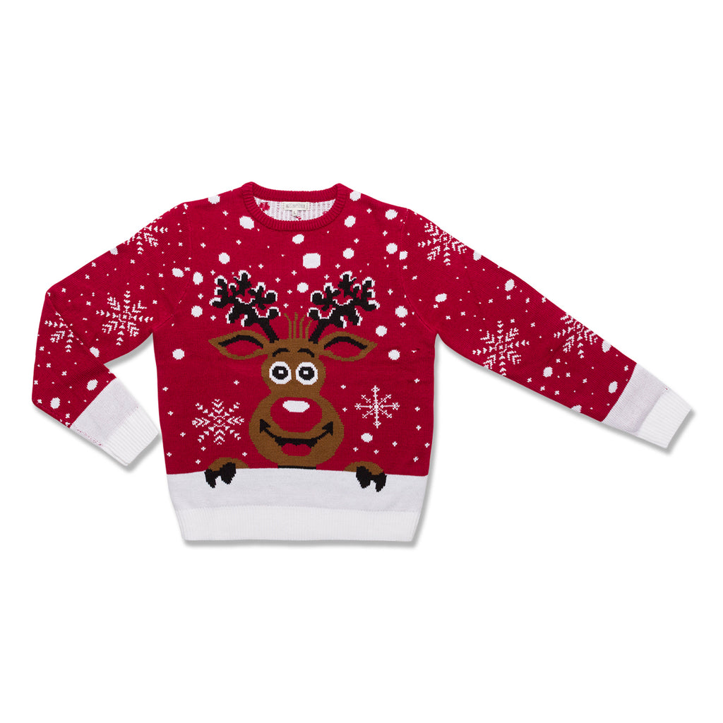 Maglione natalizio rosso da uomo con ricamo renna