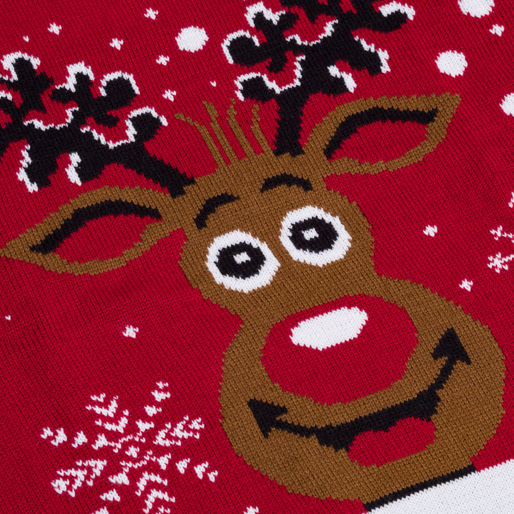 Maglione natalizio rosso da uomo con ricamo renna