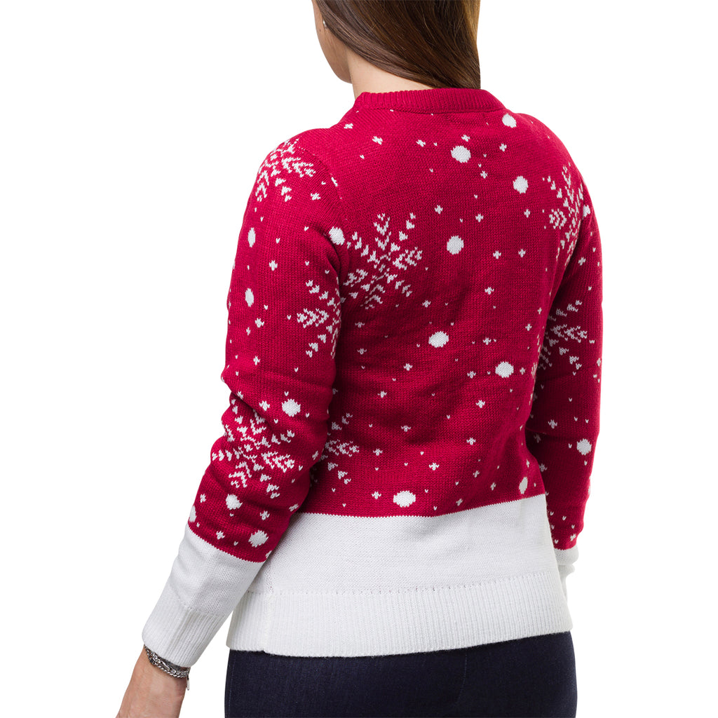 Maglione natalizio rosso da donna con ricamo renna