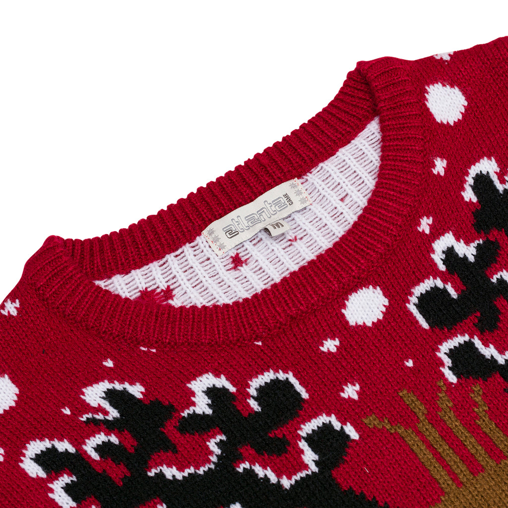 Maglione natalizio rosso da donna con ricamo renna