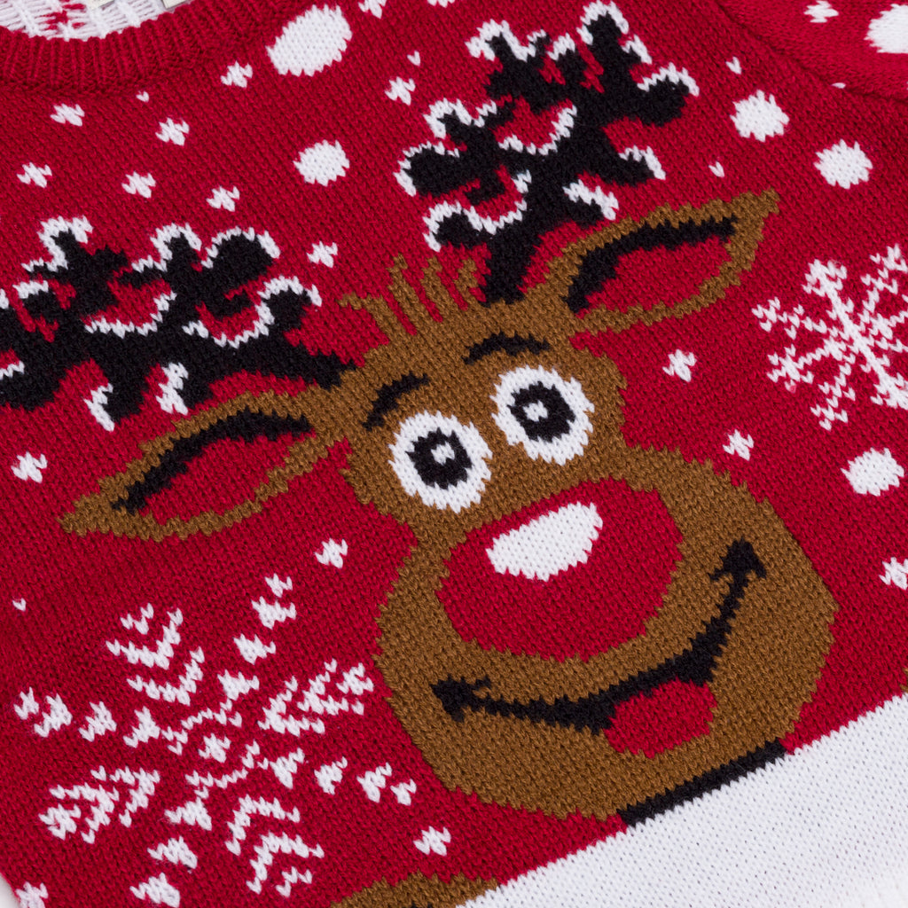 Maglione natalizio da bambino rosso con ricamo renna