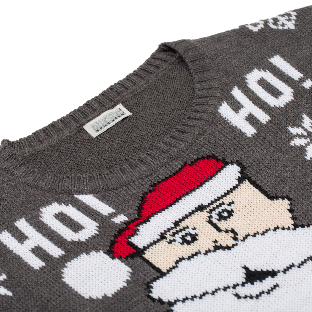 Maglione natalizio da donna grigio con ricamo Babbo Natale