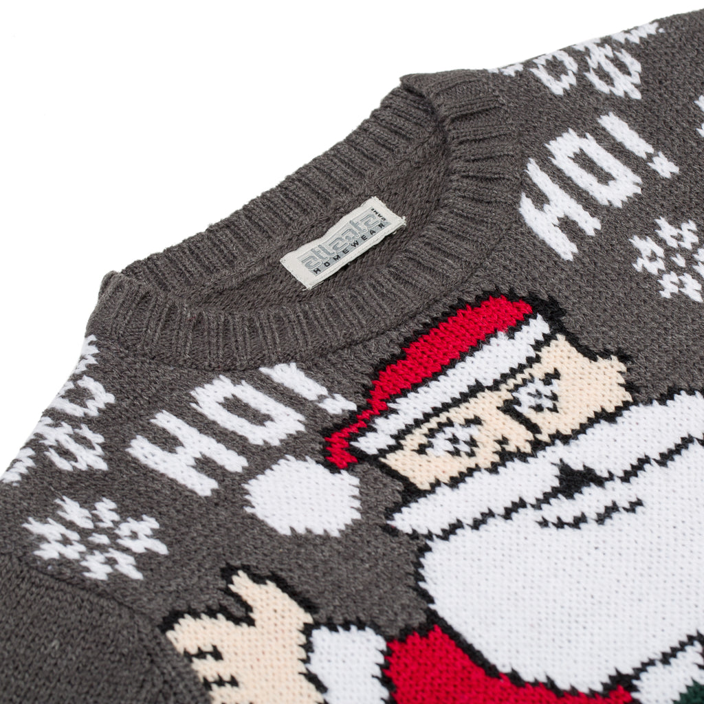 Maglione natalizio grigio da bambino con ricamo Babbo Natale