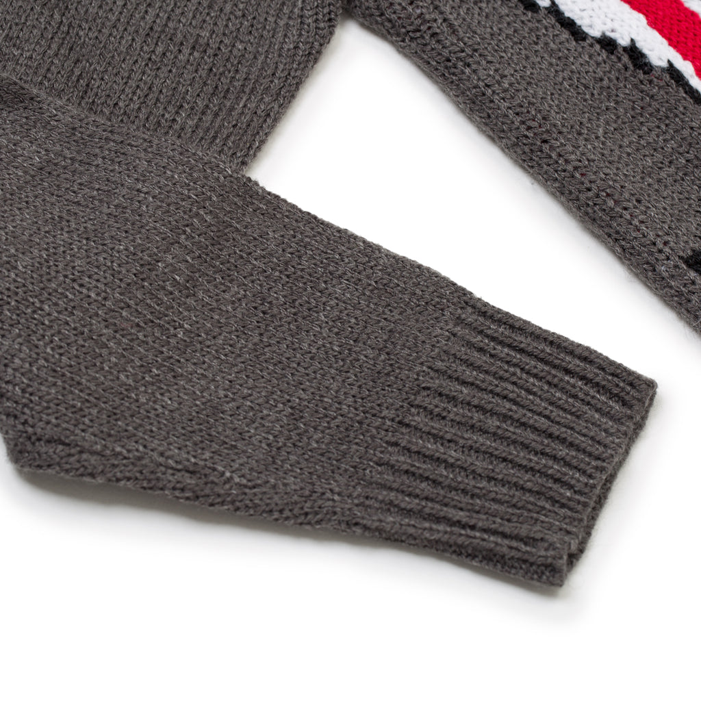 Maglione natalizio grigio da bambino con ricamo Babbo Natale