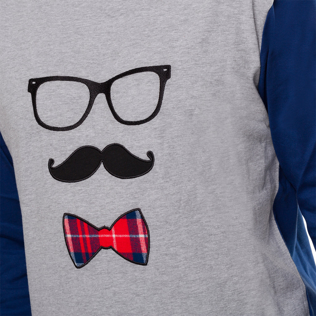 Pigiama natalizio grigio e blu da uomo con stampa