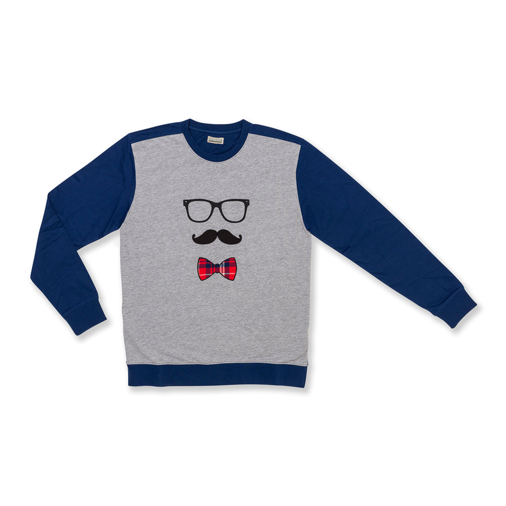 Pigiama natalizio grigio e blu da uomo con stampa