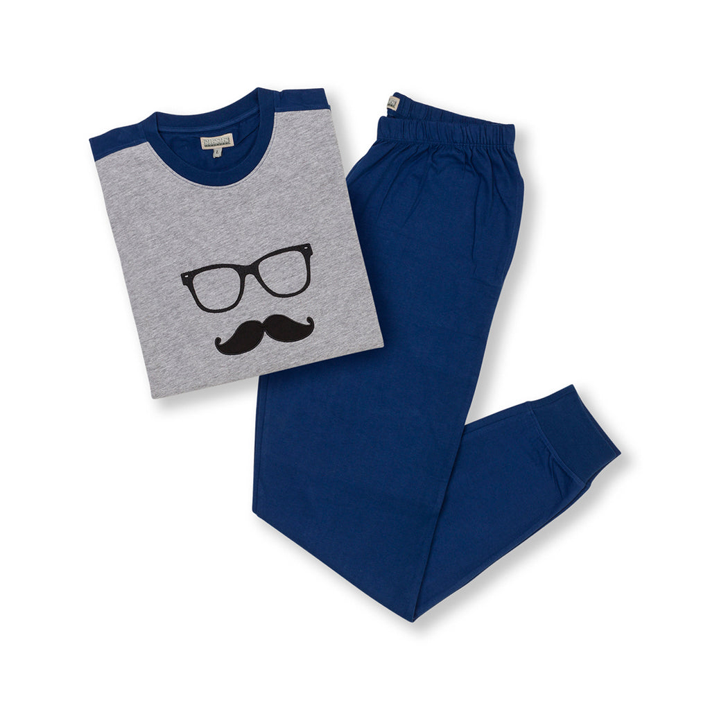 Pigiama natalizio grigio e blu da uomo con stampa