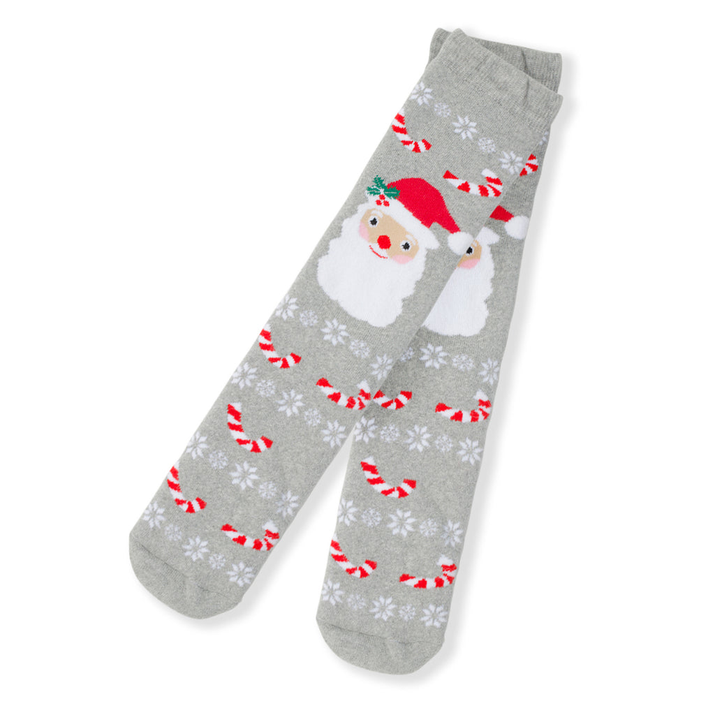 Calzini natalizi grigi con ricamo Babbo Natale