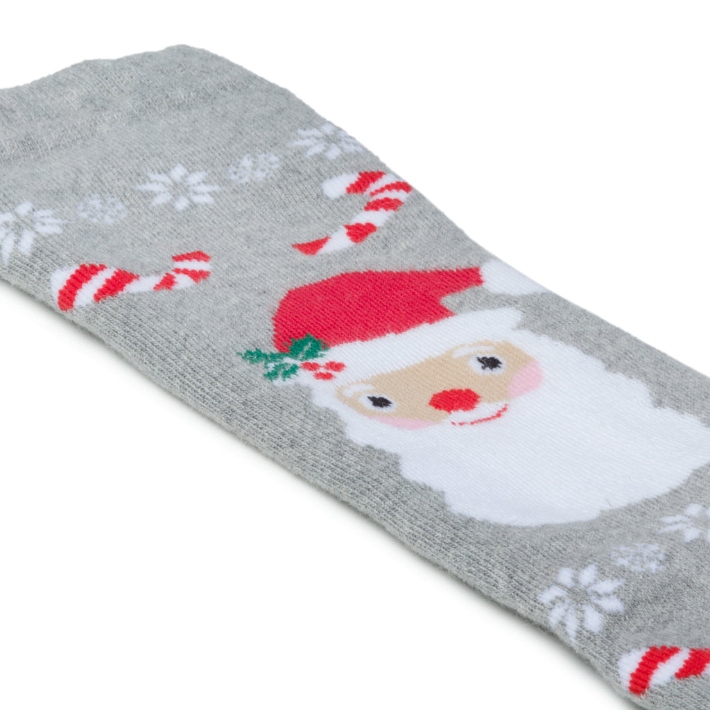 Calzini natalizi grigi con ricamo Babbo Natale