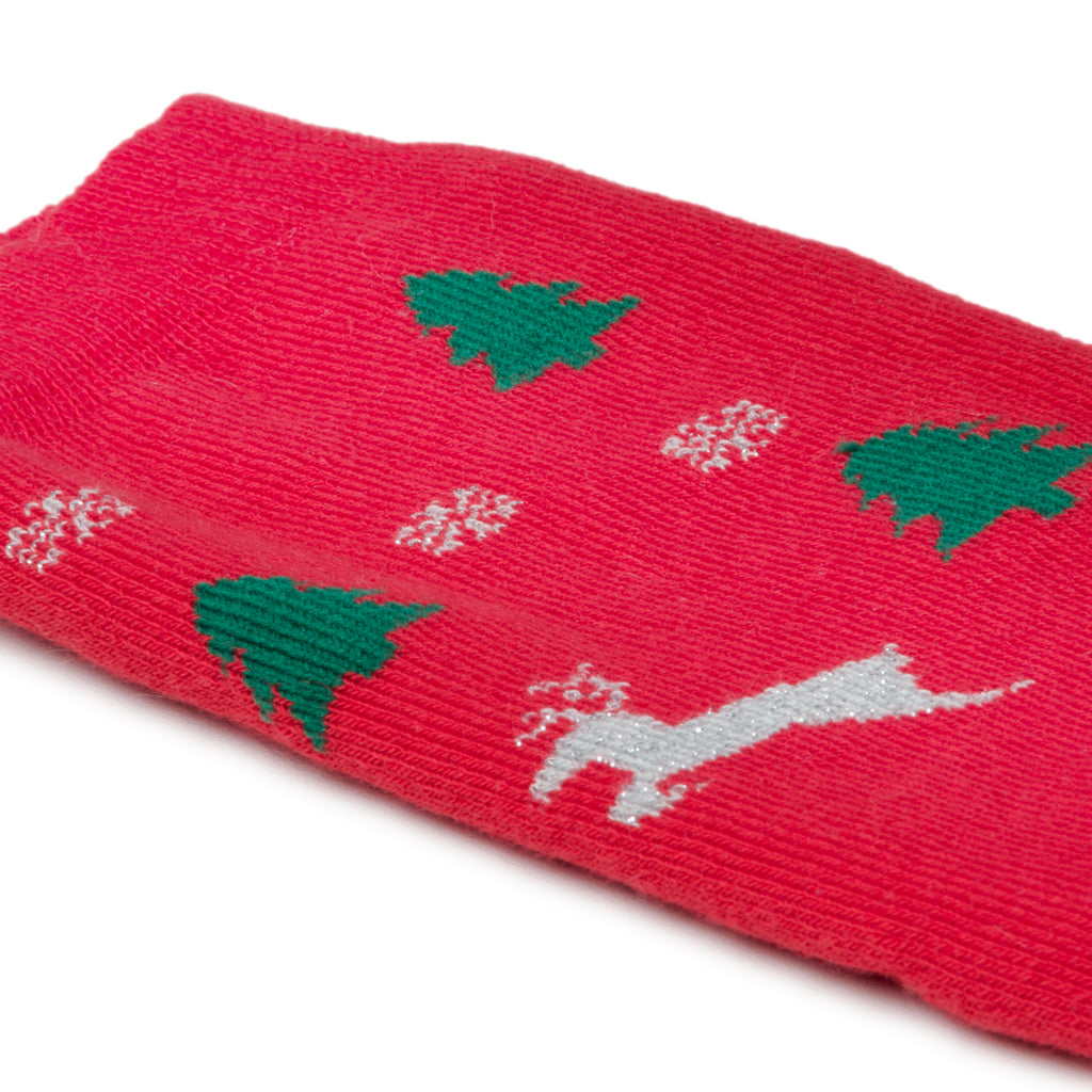 Calzini natalizi rossi con ricamo Renna di Natale