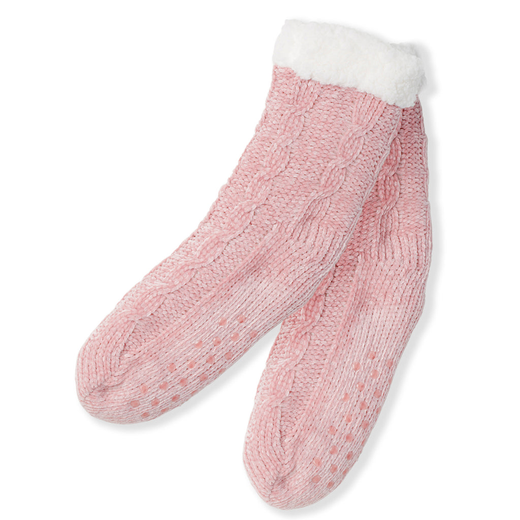 Calzini antiscivolo natalizi rosa in ciniglia Natale