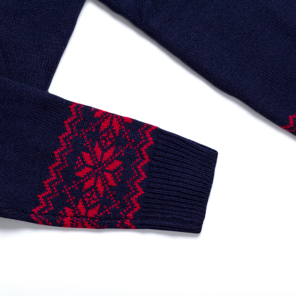 Maglione natalizio da uomo blu con ricamo orsetto Teddy