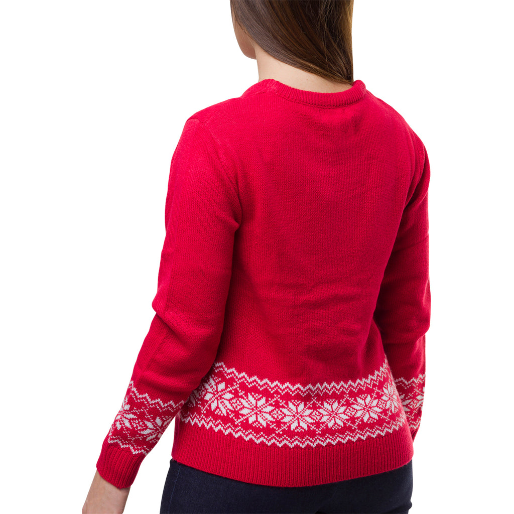 Maglione natalizio da donna rosso con ricamo orsetto Teddy