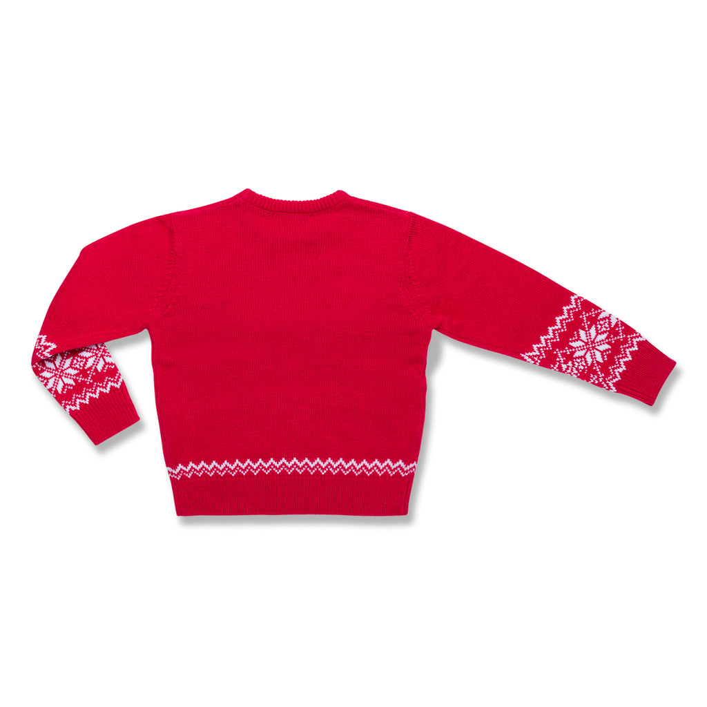 Maglione natalizio da bambini rosso con ricamo orsetto Teddy