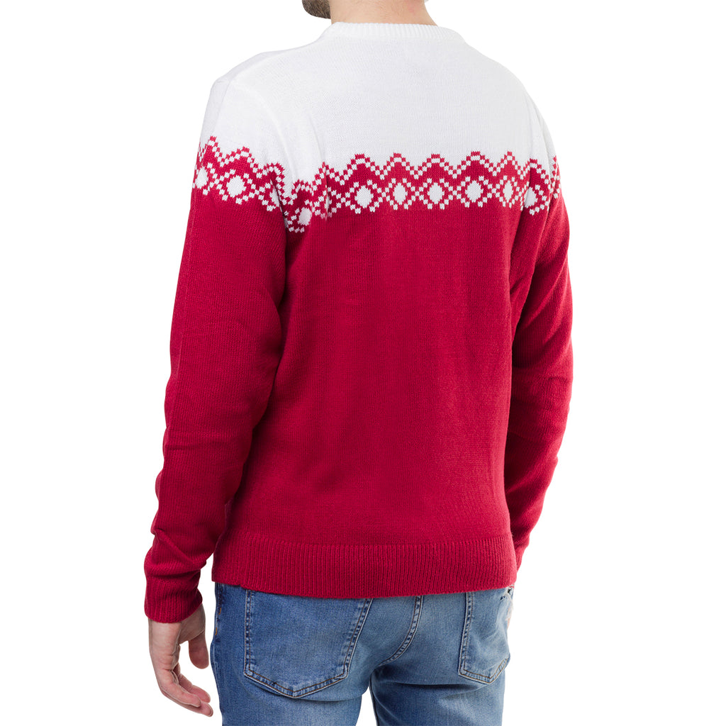 Maglione da uomo natalizio rosso con ricamo Merry Christmas