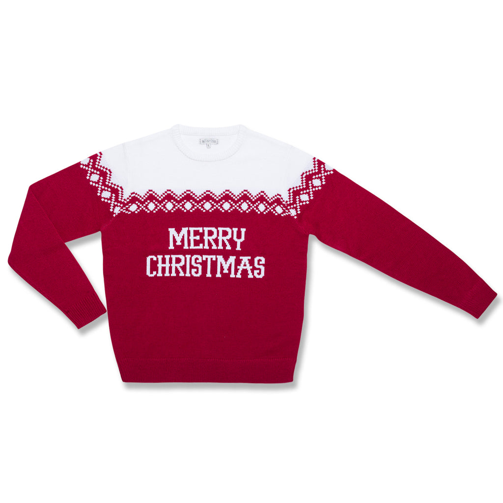 Maglione da uomo natalizio rosso con ricamo Merry Christmas