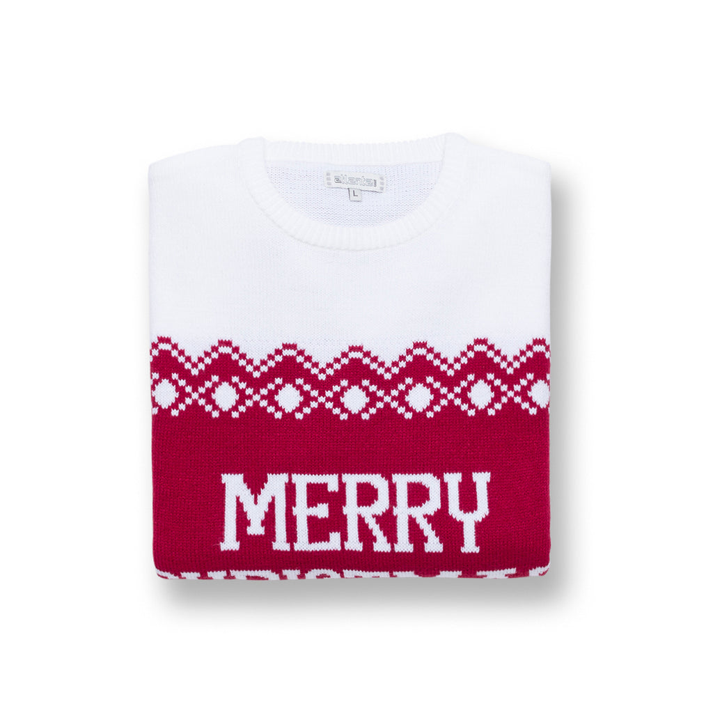 Maglione da uomo natalizio rosso con ricamo Merry Christmas