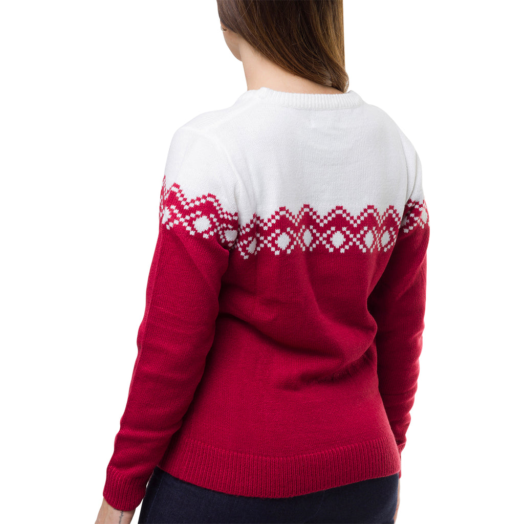 Maglione natalizio da donna rosso con ricamo Merry Christmas