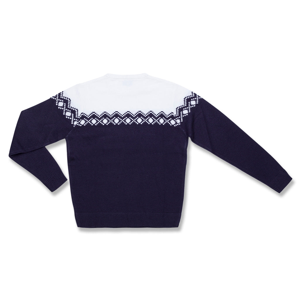 Maglione natalizio da uomo blu con ricamo Merry Christmas