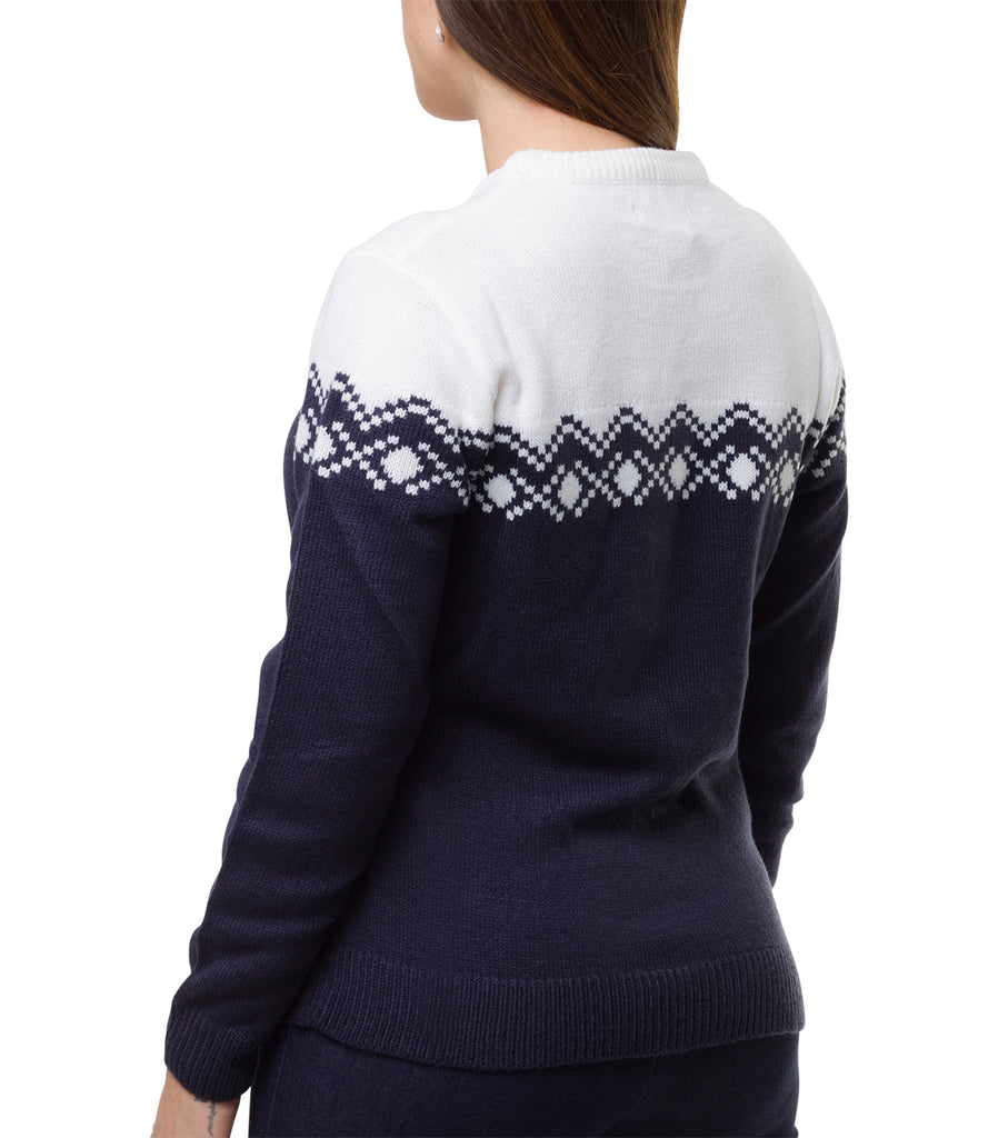 Maglione natalizio da donna blu con ricamo Merry Christmas